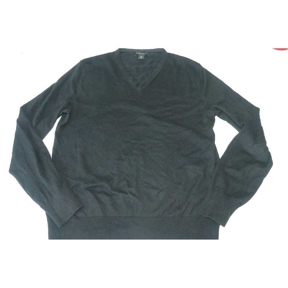 Banana Republic Luxury Blend V-Neck Sweater Mens Medium Black Silk Cashmere